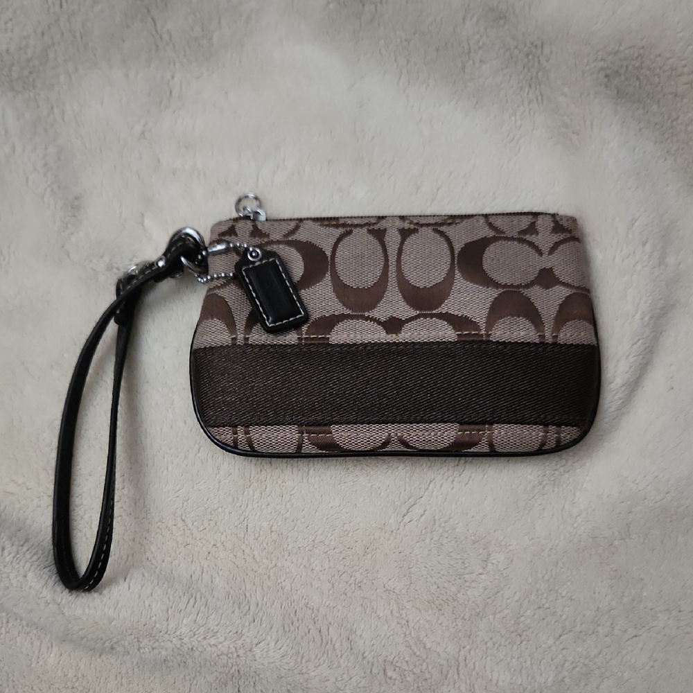 Coach Brown Signature Wristlet
